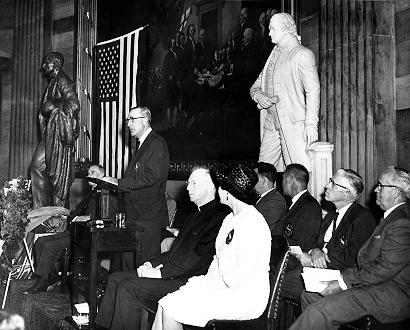 The statue of John Burke in the U.S. Capitol is dedicated