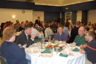 Justice Crothers and the other members of the Court enjoy lunch with the law students.