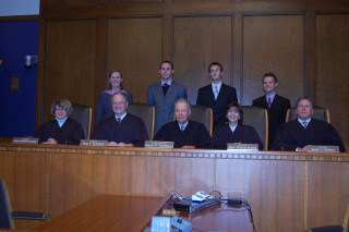 Katie Stearns, Jonathan Leddige, Jim Hoy and Nils Eberhardt were the finalists in the moot court competition.