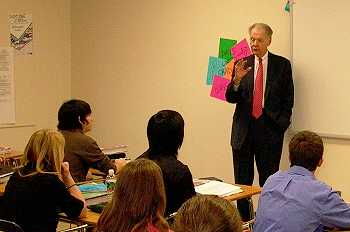 Chief Justice VandeWalle explores a legal issue with a class