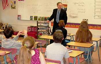 In the afternoon, Justice Sandstrom spoke with a middle school class