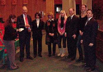 Police interns from Germany and the Netherlands were among those who greeted the justices upon their arrival at Trinity