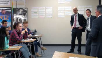 Justices Dan Crothers,  Jerod Tufte and Jon Jensen talked about the court system  and answered student questions.