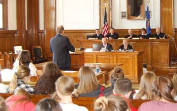 The Court held  arguments in the old federal courtroom, which is located at the Lake Region  Heritage Center.