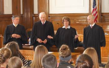 Students from Devils  Lake High School and Wolford High School had questions for the Court after  arguments.