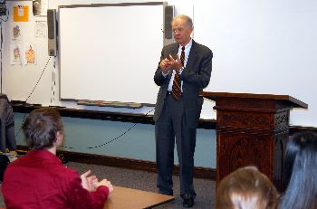 Chief Justice VandeWalle meets with high school students in Enderlin.