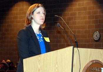 Stutsman County Assistant State's Attorney Katherine Naumann faces the Court.