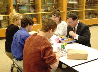 Justice Neumann enjoys barbecues, tator tots and salad with his student guides.