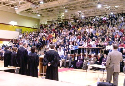 Students from St. Thomas, Minto, Valley High School of Hoople- Crystal, Park River, Drayton, Fordville-Lankin, Midway, Edinburg, Cavalier and North Valley Vo-Tech joined the senior high students from Grafton High School, for the argument