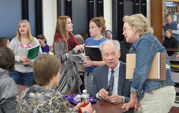 Chief Justice VandeWalle and the rest of the justices dined with Harvey students after the argument.