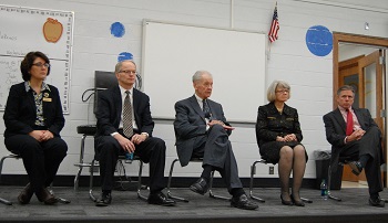 After lunch, the justices met with a class of students at Harvey High School.