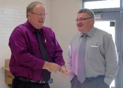 Hatton Superintendant Kevin Rogers and Northwood Superintendant Kevins Coles have cooperatively guided their students and faculty since the 2007 tornado destroyed Northwood's school