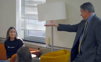 Justice Dan Crothers meeting and greeting students while on the tour.