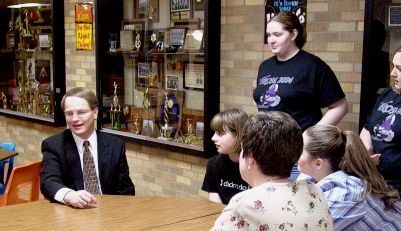 Justice Sandstrom talks about many topics with the students, including debate