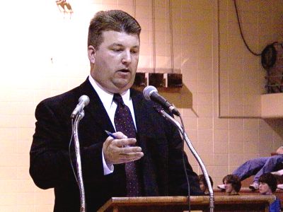 Chad McCabe, Bismarck attorney, makes a point on behalf of his client