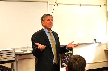 Justice Dan Crothers spoke with juniors and seniors at Maple Valley High School.