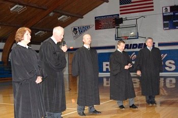 The Court visited with students from Enderlin  and Barnes County North after the argument.