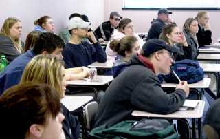 Minot State students listen to a presentation by the Court