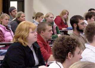NDSU students listen closely to Justice Neumann