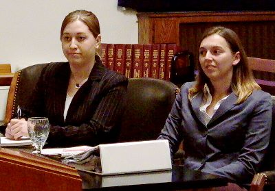 Finalists Amber Hildebrandt and Kelly Cunningham listened to the Court's comments