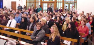 A full house packed the Baker Courtroom for the Supreme Court's visit