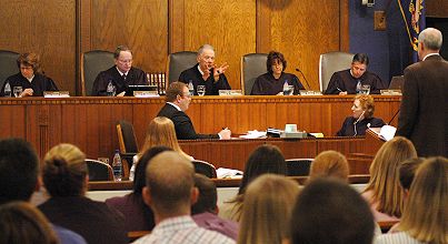 Attorney Mark Boening addresses the Court in State v. Jacob