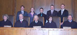 Moot Court Board Members Tyler Carlson, Katie Stearns, Nils Eberhardt, Sam Gereszek and Jon Leddige organized the intra-school moot court competition. The Moot Court Association is a student-run organization that promotes involvement in oral advocacy through appellate competition.