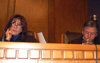 Justices Maring and Crothers listen to the arguments in State v. Dominguez.