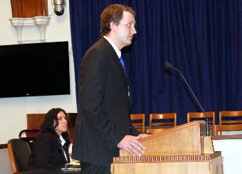 Kirby Graff argues for the petitioner in the Moot Court finals Oct. 30