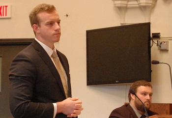 After lunch, the Court judged the annual moot court competition, with James Grossman opening arguments for the petitioner.