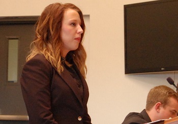 Amanda Tucker listened to a question while presenting arguments for the respondent.