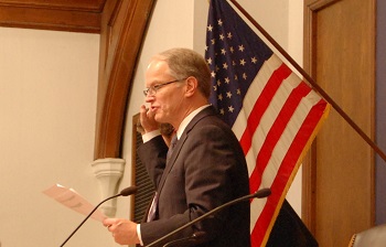 After moot court, Justice Dale Sandstrom swore in new members of the Phi Alpha Delta legal fratenity.