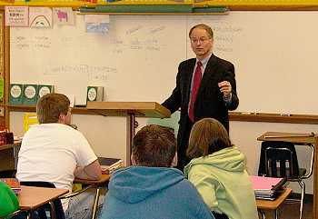 Justice Dale Sandstrom makes a point during his talk