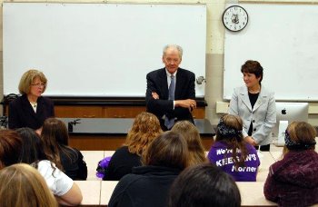 After lunch, the justices meet with another class of Wahpeton students.