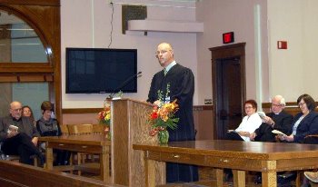 Southeast Judicial District Judge Brad Cruff served as master of ceremonies at the rededication.