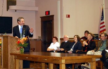 Lt. Gov. Drew Wrigley got a laugh from the crowd as he brought greetings from Gov. Jack Dalrymple.