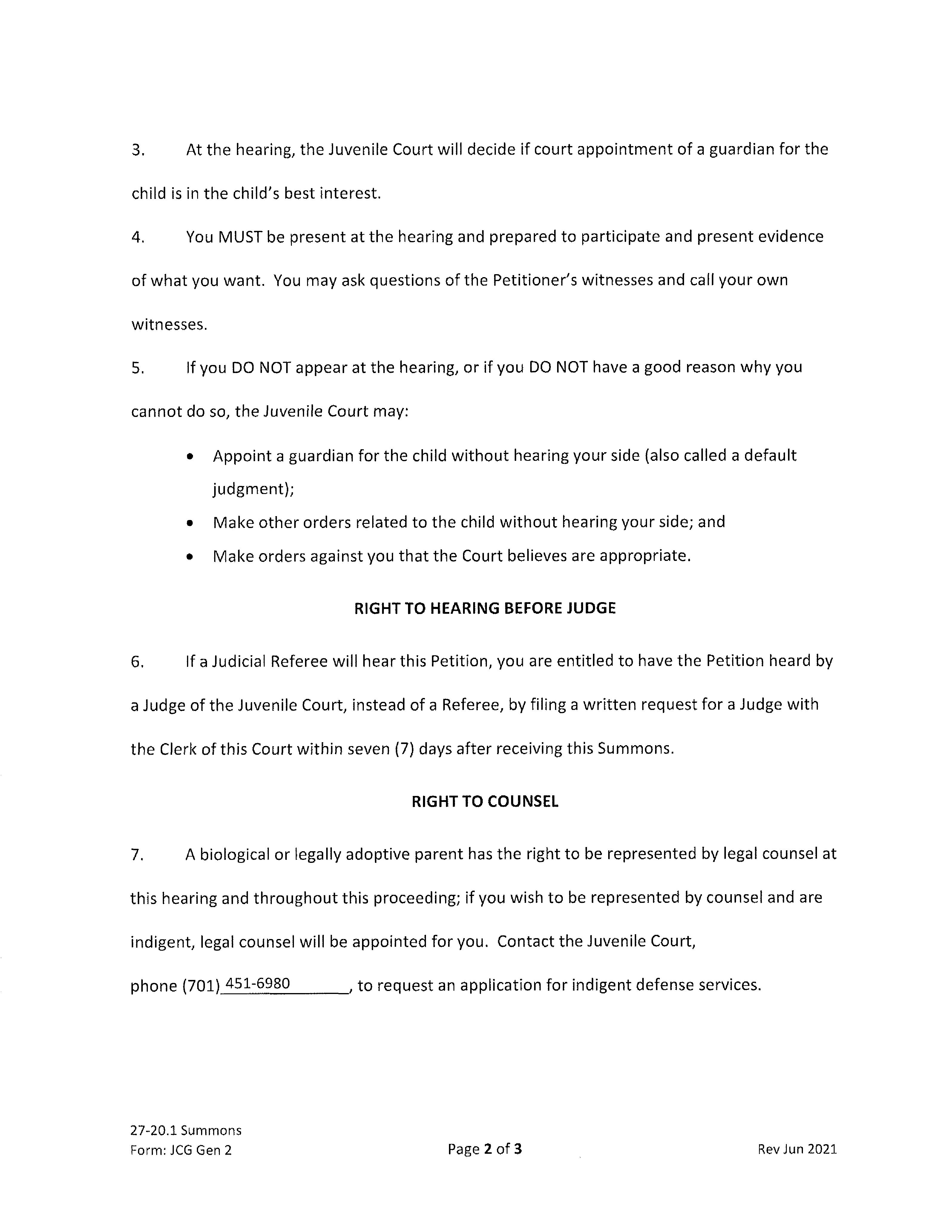 North Dakota Court System Notice to Absent Party Cass County